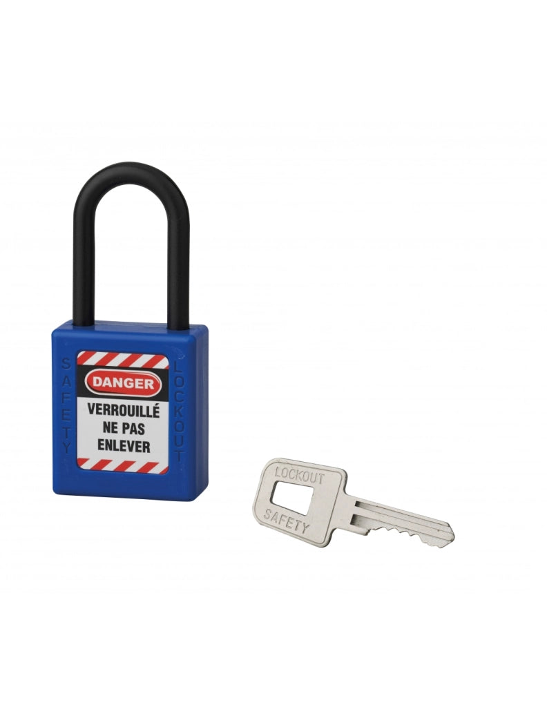 Lucchetto con arco in nylon Ø 6 x 38 mm, blu – THIRARD