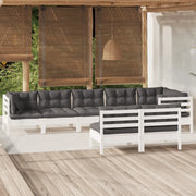Set Divani da Giardino 8 pz con Cuscini Bianchi Legno di Pino cod mxl 44434