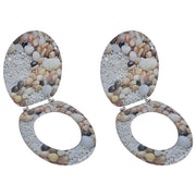 Set di due sedili per WC con coperchio in MDF motivo a ciottoli 02_0002954