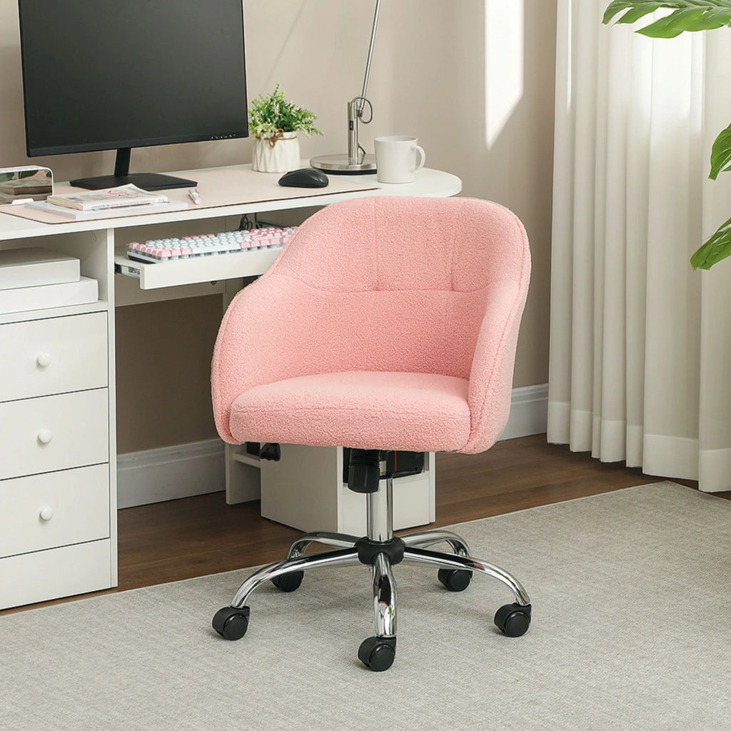 Sedia da ufficio ergonomica con basculante ¨C zephmum ¨C velluto rosa 56x61x86 cm