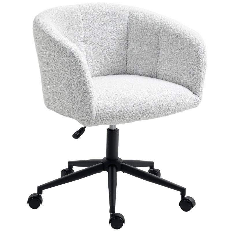 SEDIA UFFICIO Girevole 65x59x75-85 cm in Poliestere Bianco Crema