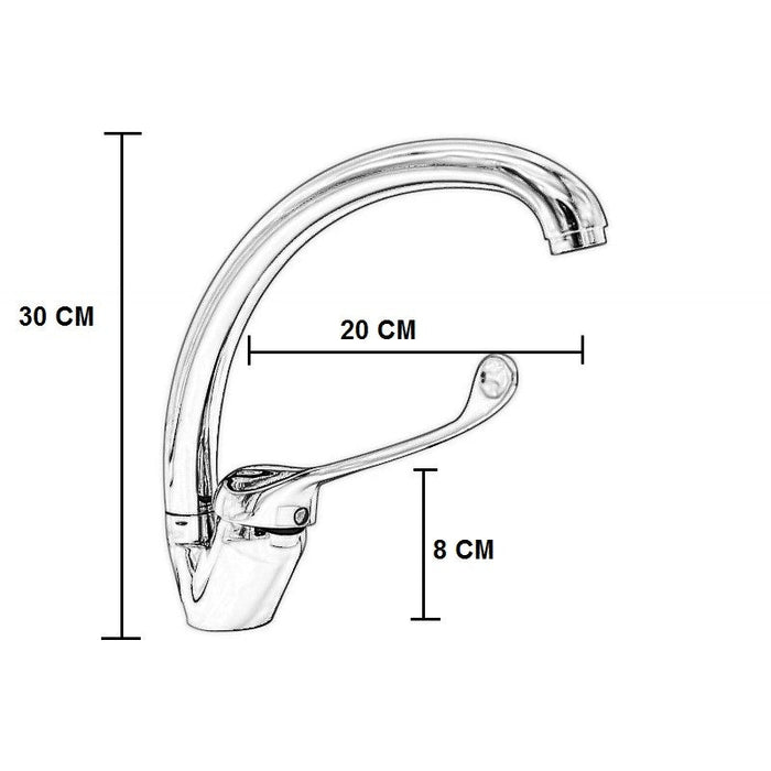 Miscelatore canna alta con leva clinica, canna girevole