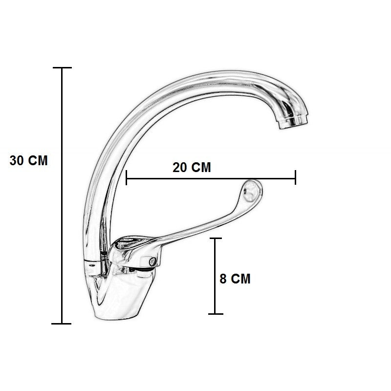 Miscelatore canna alta con leva clinica, canna girevole