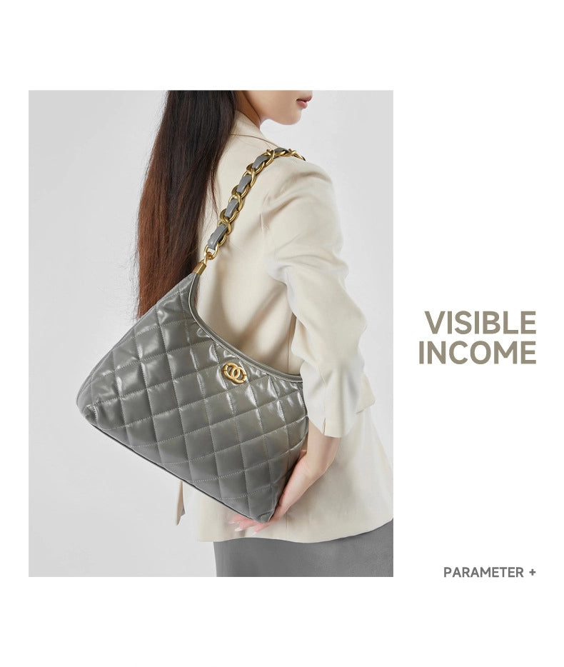 Borse a tracolla e a spalla in vera pelle da donna, colore grigio.