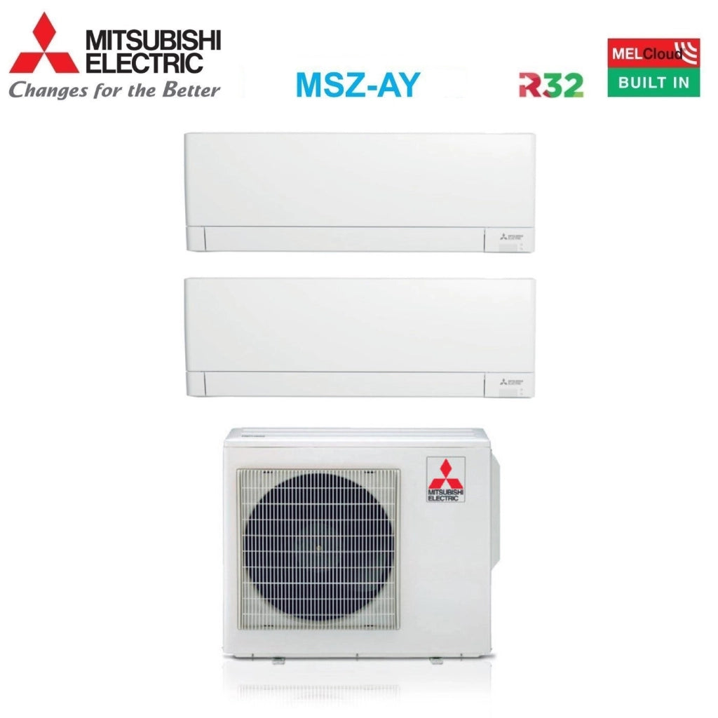 Condizionatore Dual Split Mitsubishi Electric MSZ-AY 12+12 con MXZ-4F72VF R-32 Wi-Fi Integrato