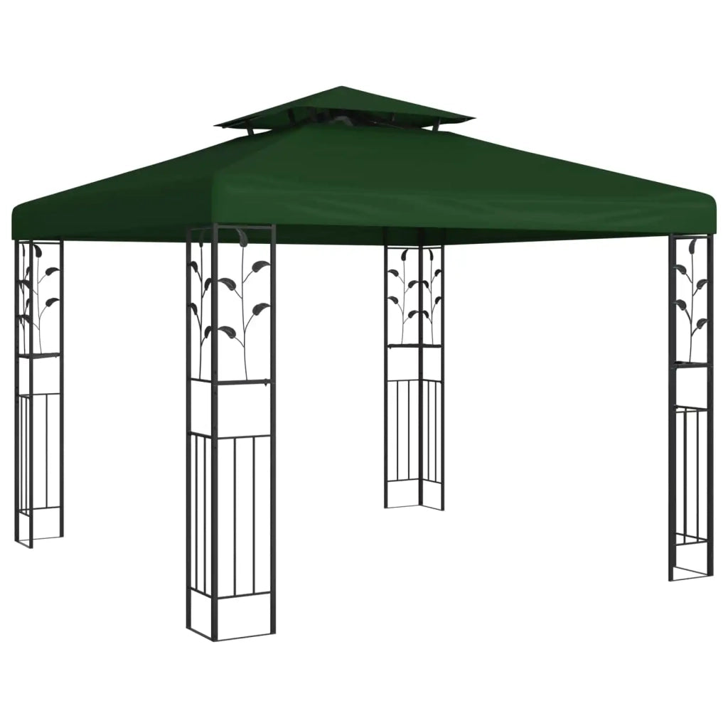 Gazebo | Pergolato 3 x 3 x 2,68 m Verde Poliestere e Acciaio