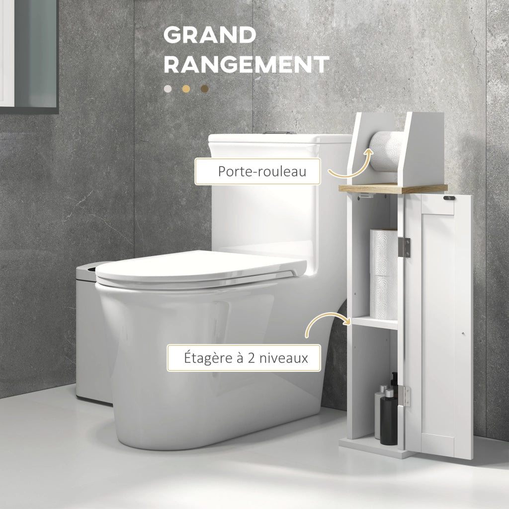 Mobiletto Bagno Sottolavabo con Ripiano e Armadietto ¨C Minimal ¨C 18x20x80 Bianco