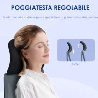 Sedia da Ufficio con Supporto Lombare e Poggiatesta, Seduta Girevole con Altezza Regolabile, Nero