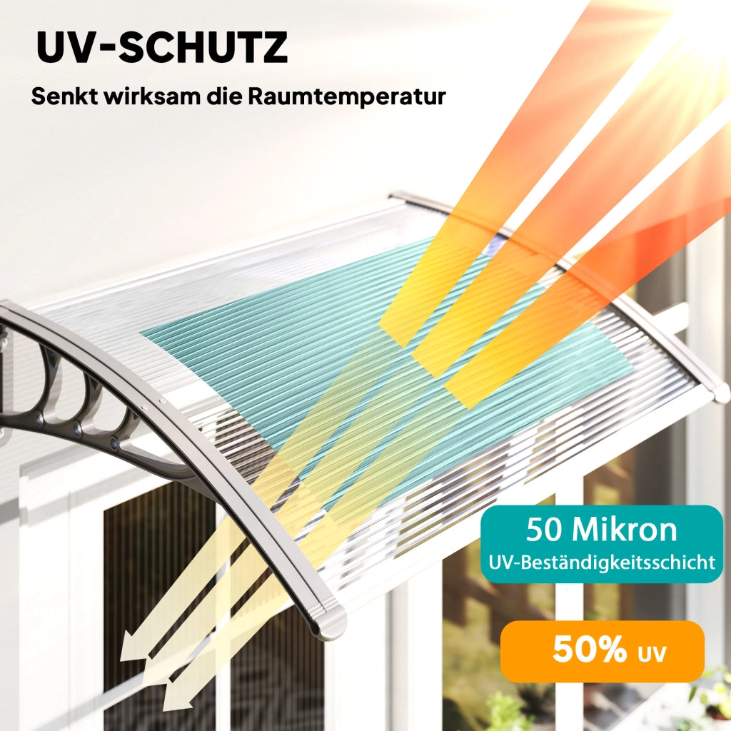 Vordach da ingresso ¨C zephmum ¨C 100x75x23 cm, argento