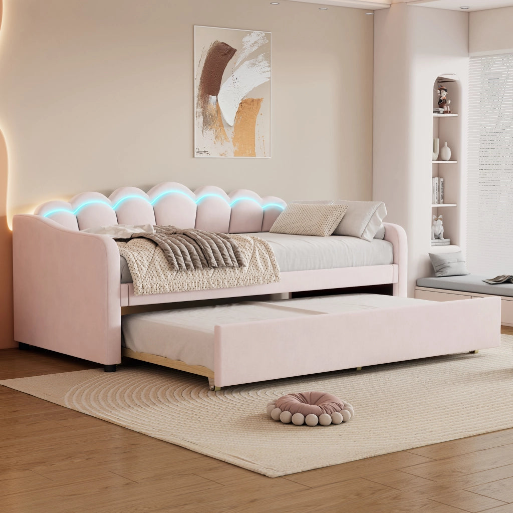 Tagesbett con letto estraibile velluto 90x200 cm