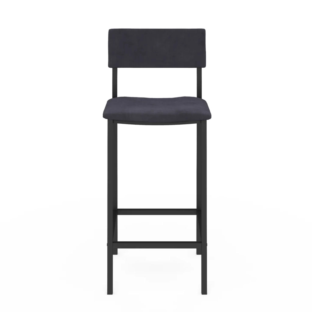 IDMarket - Set di 4 sgabelli da bar AUBIN con schienale, sedia da cucina in velluto grigio antracite