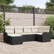 Set Divano da Giardino 6 pcs Nero polyrattan