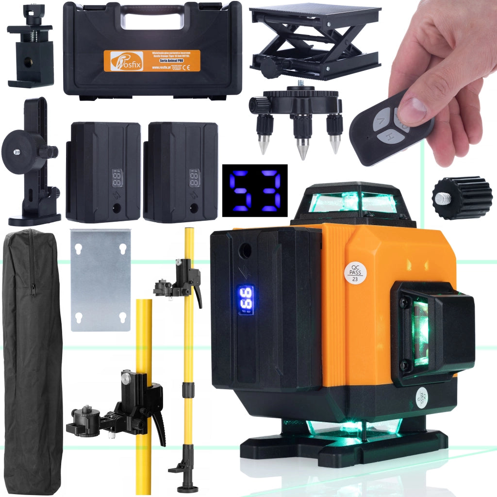 Livella Laser Rosfix Orange Tiger ROT16L – 16 Linee, Autolivellante, IP54 | Set con Treppiede 350cm e Valigetta
