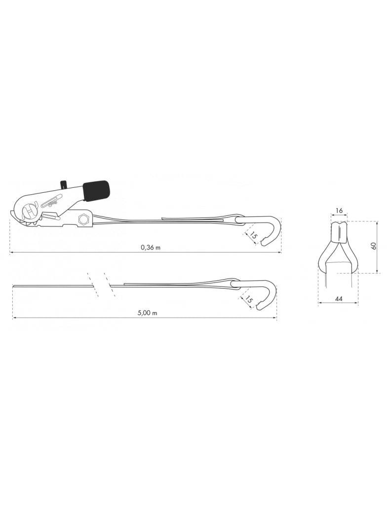 Cinghia di serraggio 5 m con cricchetto e ganci JJ, rossa, 27 mm – THIRARD