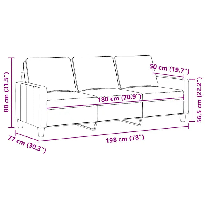 Divano a 3 Posti Grigio Chiaro 180 cm in Tessuto 359172