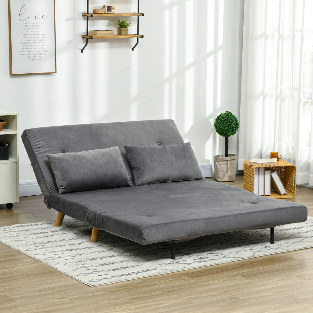 Divano letto ¨C zephmum ¨C 130x78x79, grigio, tessuto velluto, con cuscini