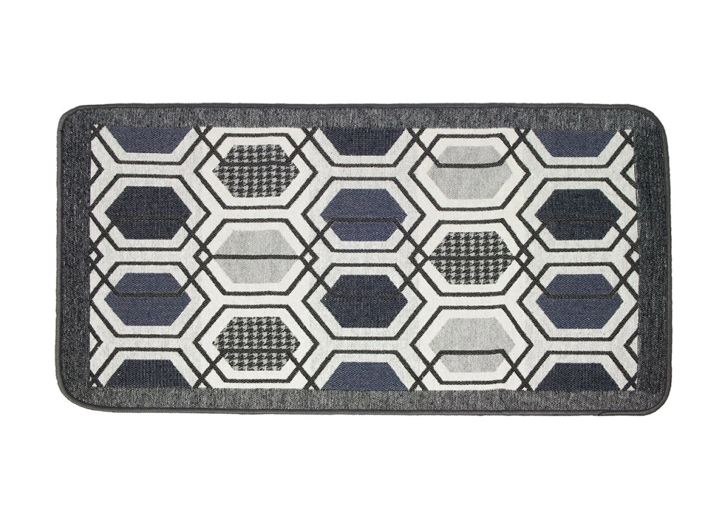 Tappeto Bagno Doccia Antiscivolo Mod. Vietri Tappetino Super Assorbente Cotone Pelo Corto - 60x240 - Blu