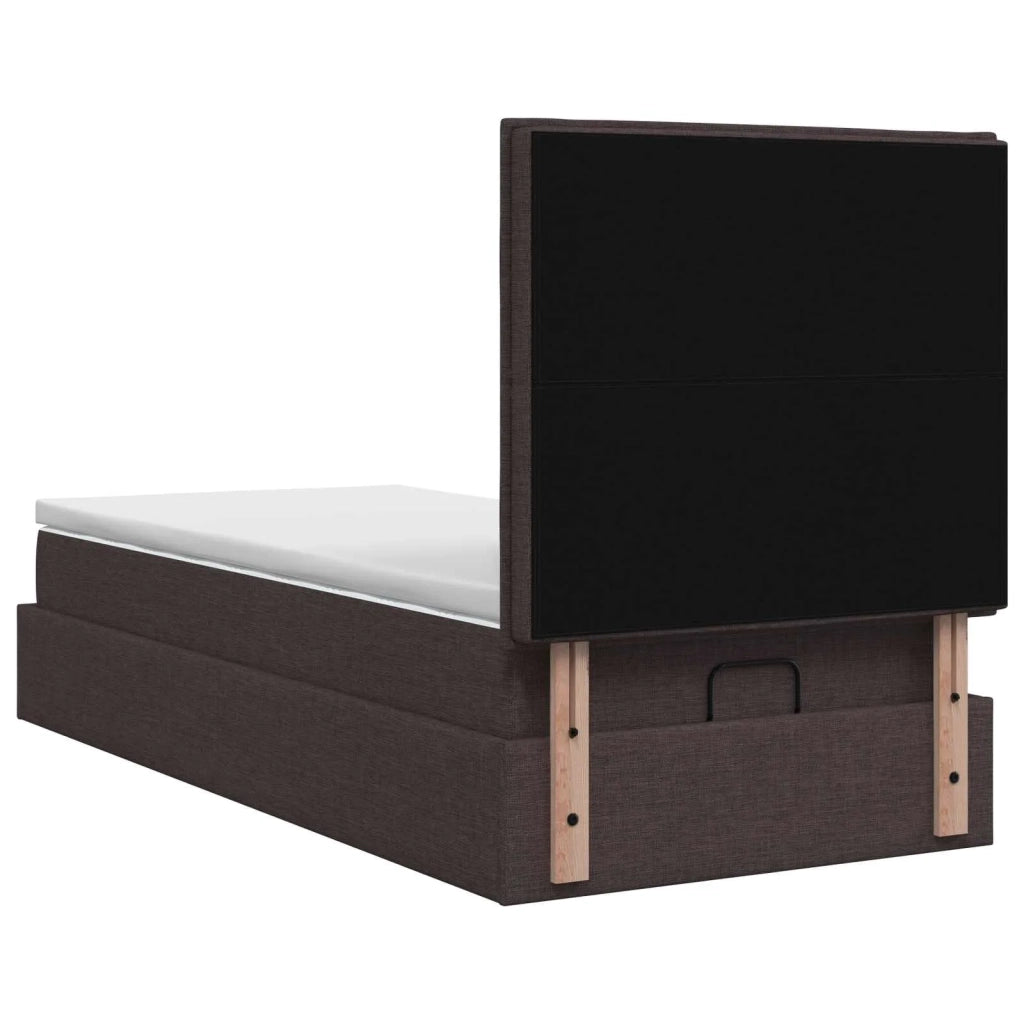 Letto ottomano con materasso Marrone Scuro 100 x 200 cm Tessuto 3457552