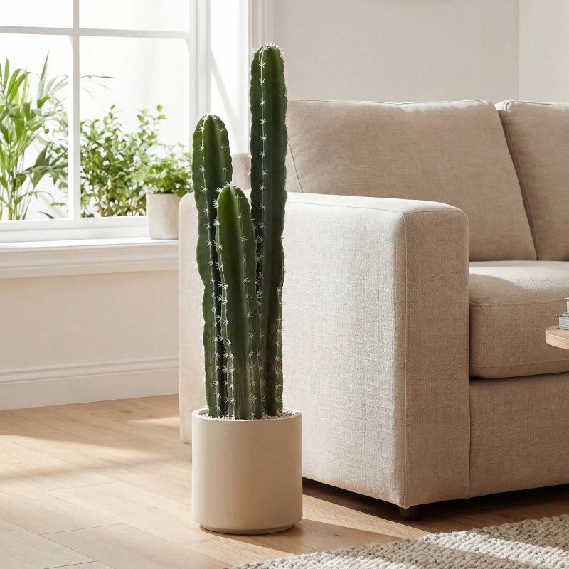 Pianta di cactus artificiale, grande, 95 cm, con vaso, sembra vera, per casa, ufficio, verde
