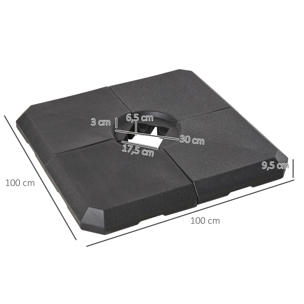 Base per parasole 4 pezzi in HDPE nero ¨C zephmum ¨C 100x100x9,5 cm