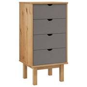 Cassettiera OTTA Marrone e Grigio 45x39x90 cm in Legno di Pino CFW6722125