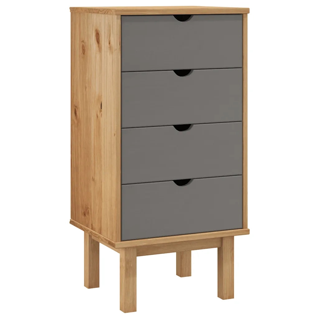 Cassettiera OTTA Marrone e Grigio 45x39x90 cm in Legno di Pino CFW6722125