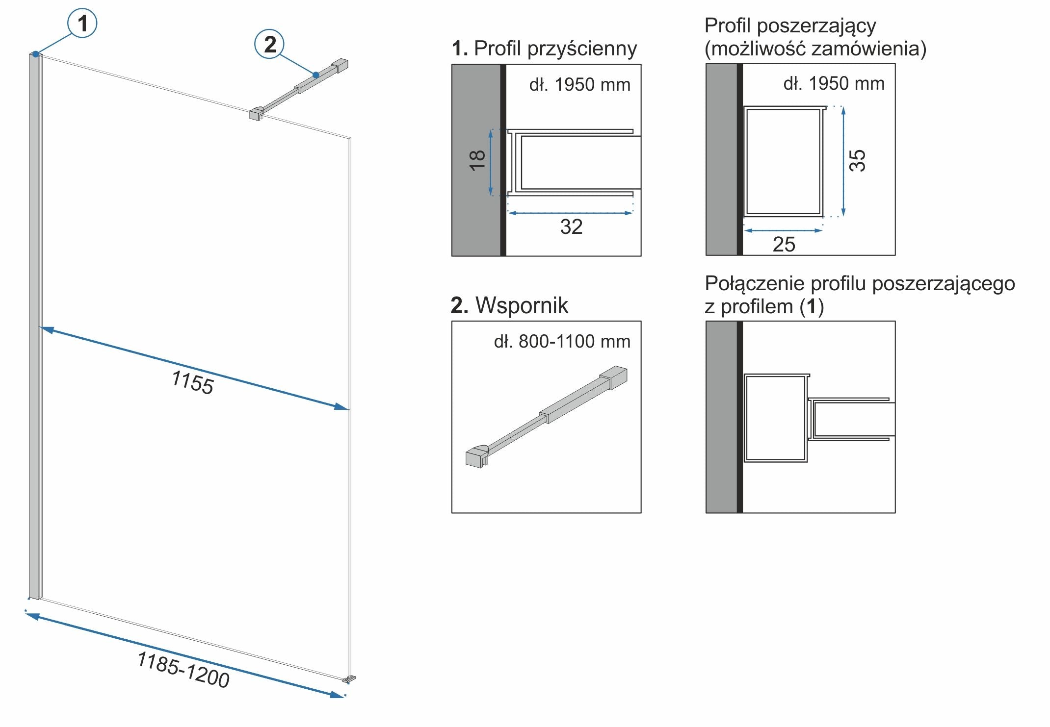 Parete Doccia Rea Aero N 120 Transparent Mensola Evo
