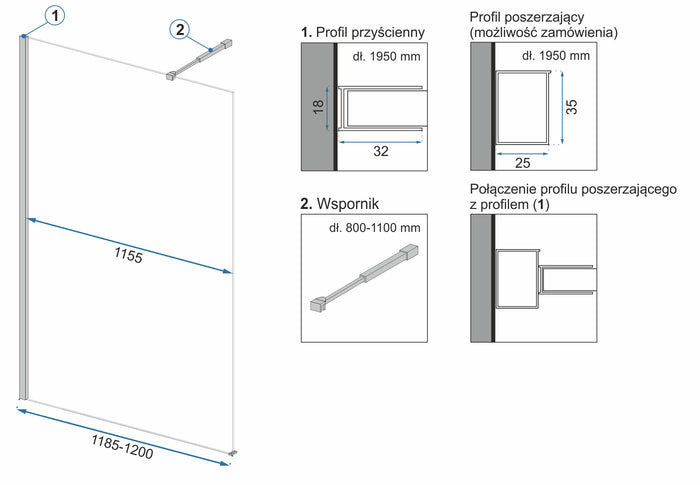 Parete Doccia Rea Aero N 120 Transparent Mensola Evo