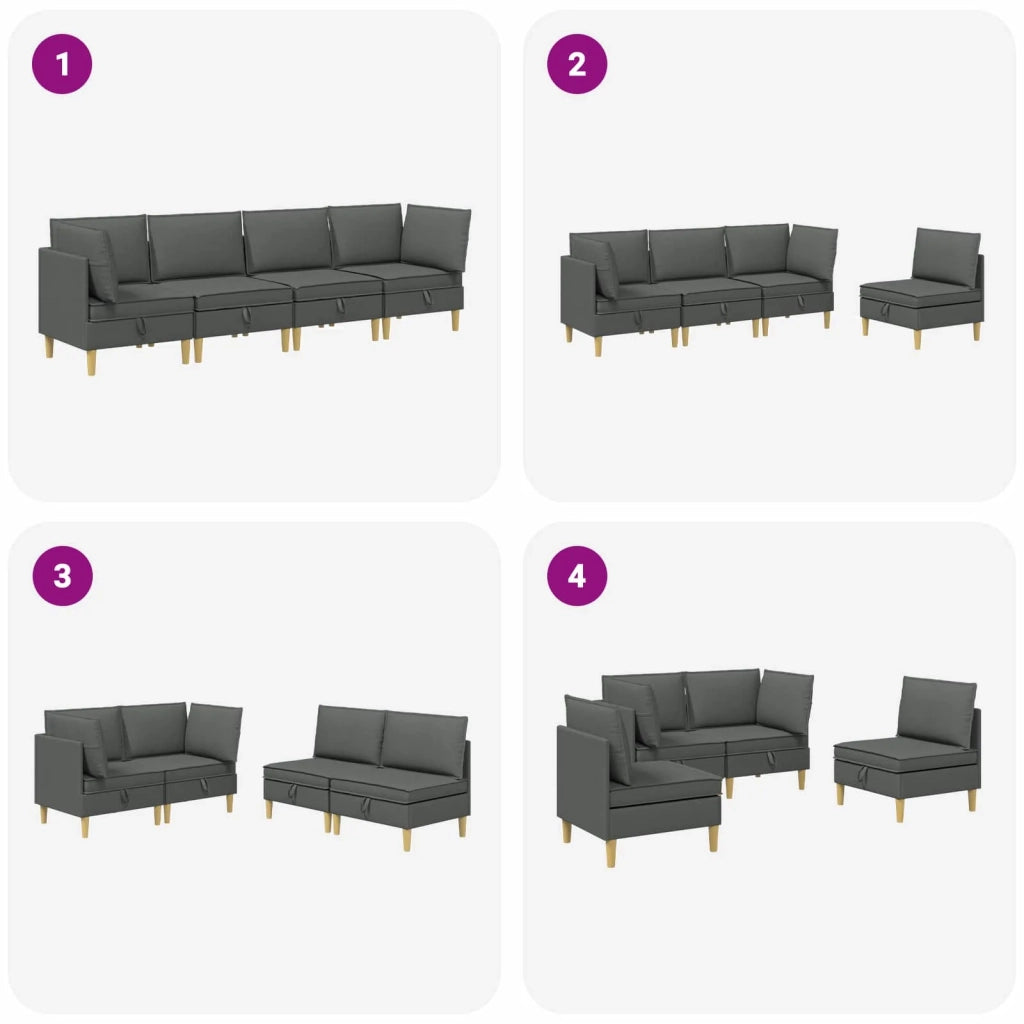 Set di mobili per il soggiorno 4 pcs Grigio Scuro Tessuto 3413679