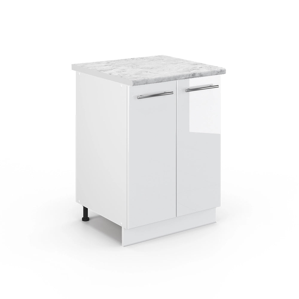 Mobiletto base cucina Fame-Line Bianco lucido/Bianco 60 cm, PL Marmo Vicco