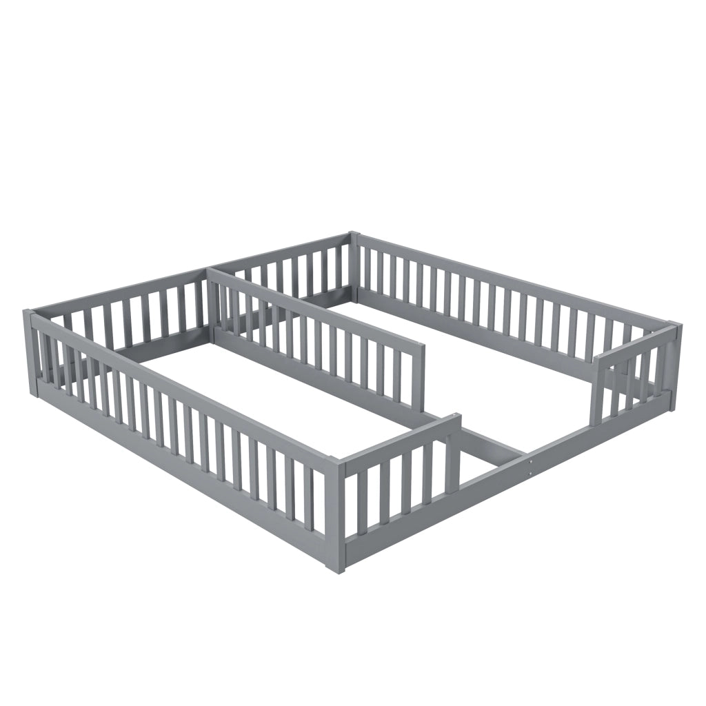 Letto per bambini 90×200 cm con sponde di sicurezza; senza materasso; in pino e MDF; grigio