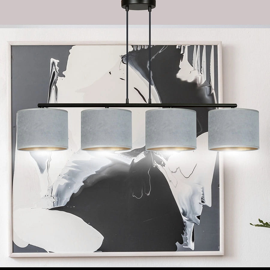 Lampadario Emibig Hilde 4 grigio/nero/oro 4xE27 dimmerabile