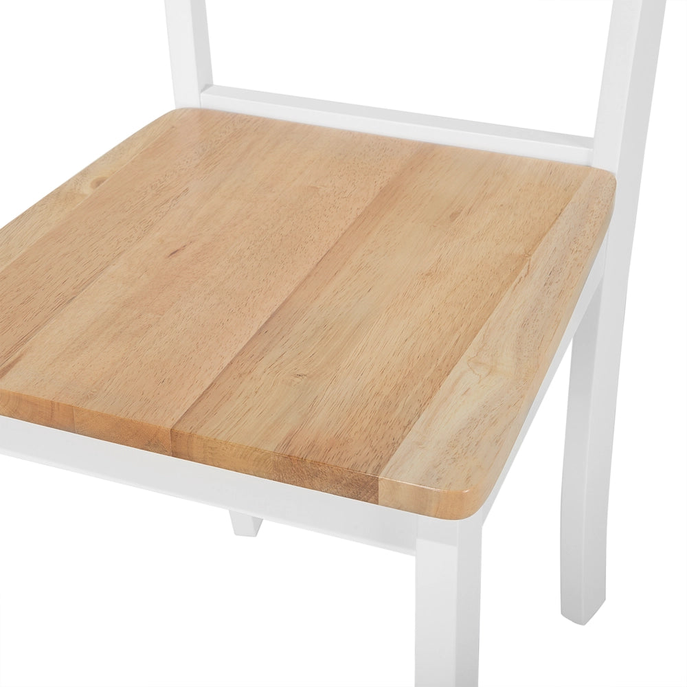 Set di 2 sedie da pranzo in stile cottage con schienale a doghe in legno di gomma bianco e chiaro