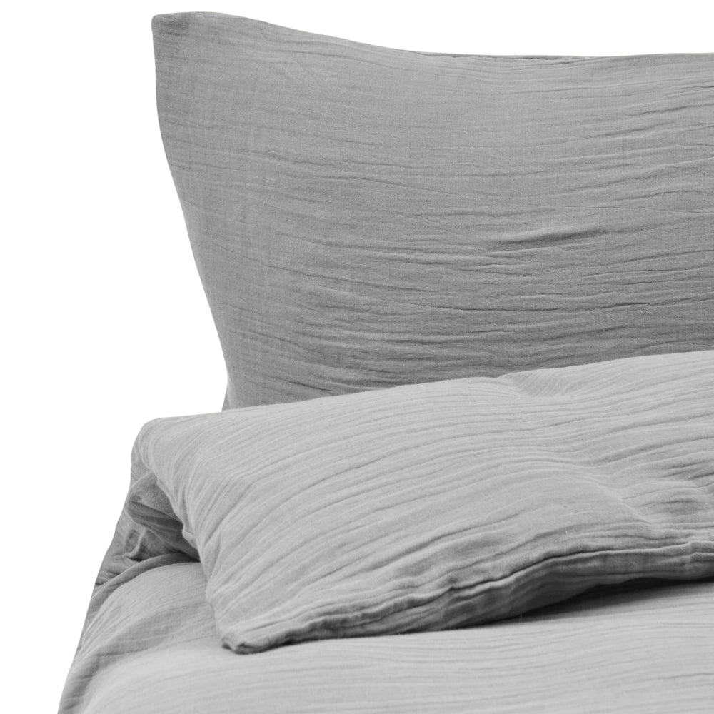 Set copripiumino e federa in mussola di cotone grigio chiaro 200 x 200 cm per camera da letto moderna