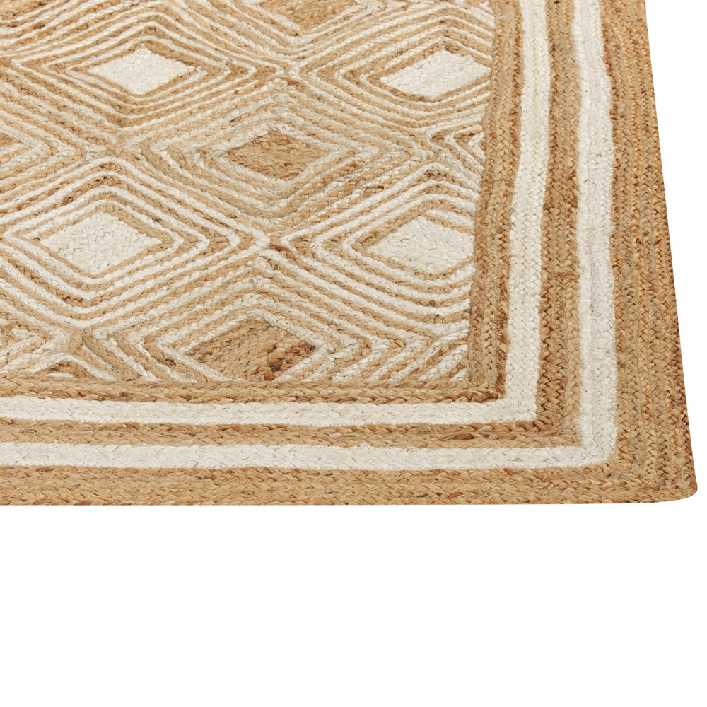 Tappeto area Beige Juta 160 x 230 cm Tessile intrecciato fatto a mano in stile boho naturale