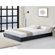 Letto Francese Hamar 140 x 200 cm Rivestimento in Tessuto Grigio scuro Corium
