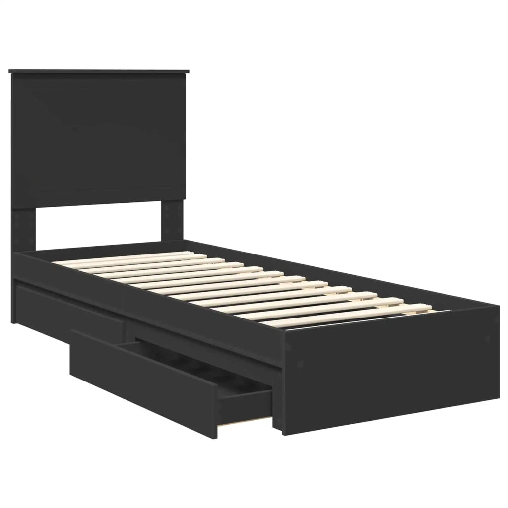 Letto con Contenitore Nero 75 x 190 cm Legno multistrato