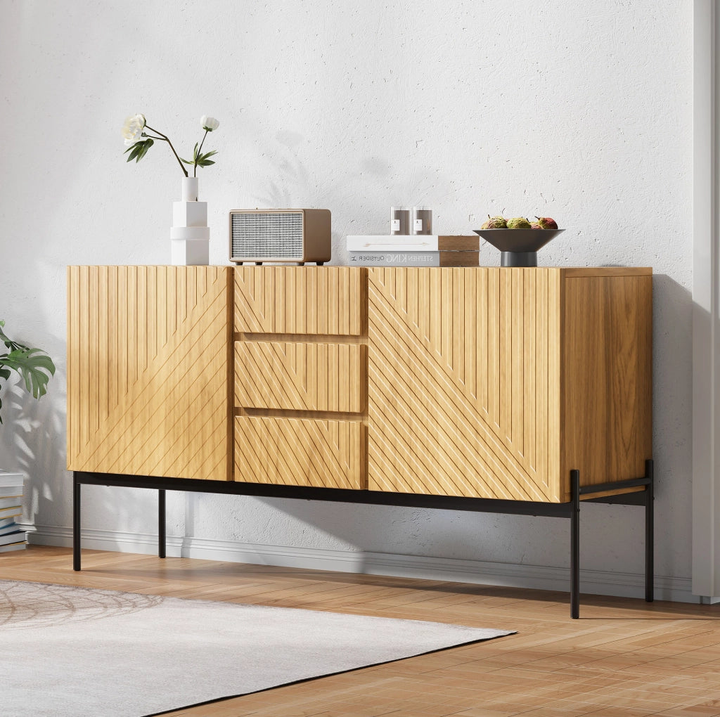 Madia moderna 140 cm con 2 ante e 3 cassetti naturale