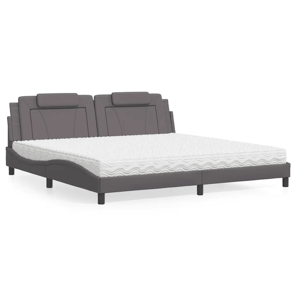 Letto Viana con Materasso Grigio 200x200 cm in Similpelle 3208820