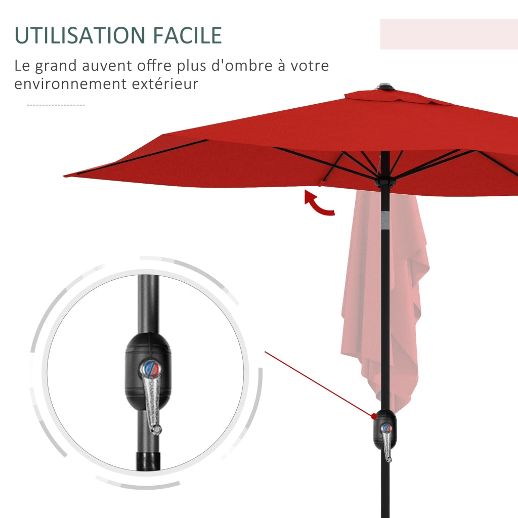 Ombrellone Rettangolare Inclinabile 2x3m ¨C Xylo ¨C Rosso Poliestere Impermeabile 180g/m2