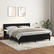 Giroletto a Molle con Materasso Nero 160x200 cm in Velluto 3141373