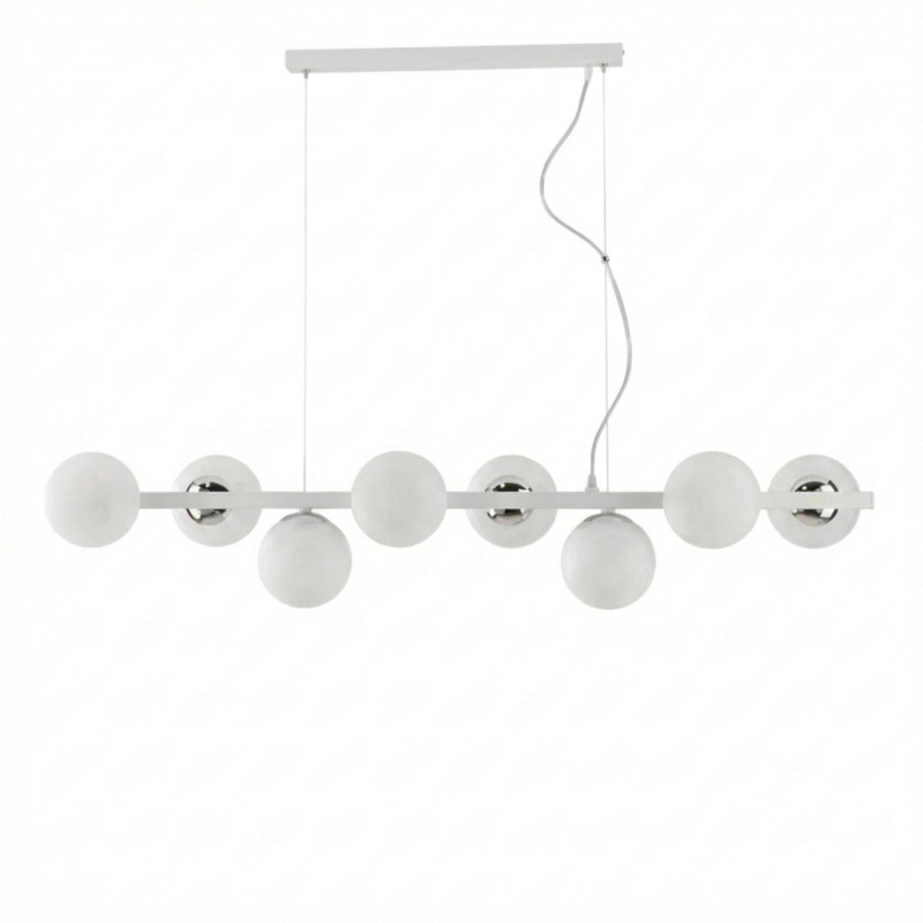 Lampadario Contemporaneo Adrian Metallo Bianco Cromo 8 Luci E14