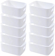 Set di 10 Scatole di Stoccaggio in Plastica - Dimensioni 15×11×5 cm - Organizzatore per Bagno/Cucina/Camera - Sostenibile - Resistente all'Umidità - Materiale di Alta Qualità - Scatole di Stoccaggio Portatili