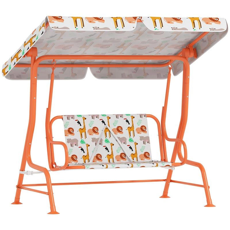 DONDOLO PER BAMBINI ALTALENA DA GIARDINO 2 POSTI 112X75X120CM ARANCIONE