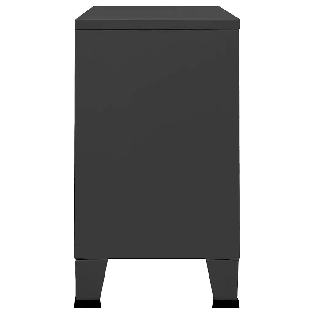 Credenza Antracite Industriale 105x35x62 cm in Metallo e Vetro 339610