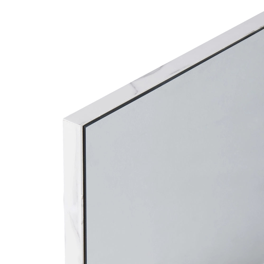 Mobiletto da bagno a parete con armadio a specchio effetto marmo bianco Finitura melaminica
