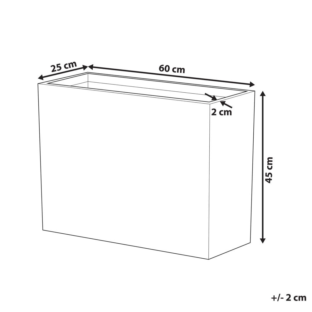Vaso per piante in pietra grigia 45 x 60 x 25 cm Fioriera rettangolare per interni ed esterni