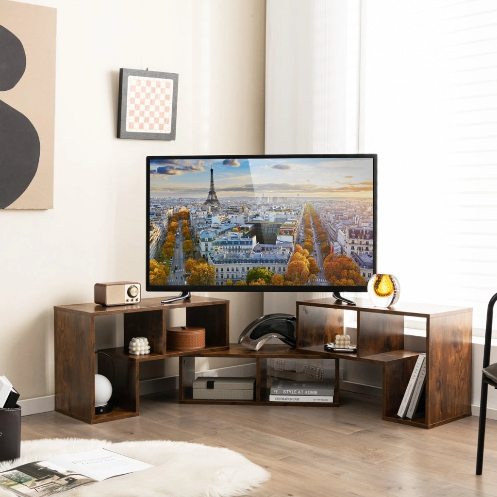 Supporto per console TV 65 pollici in 3 pezzi-Centro di intrattenimento per riporre e esporre Marrone