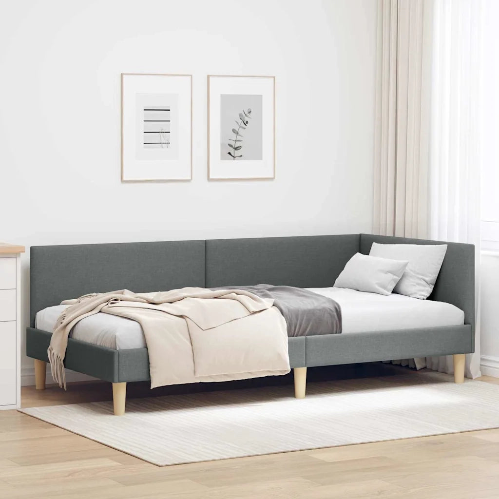 Cornice del letto ad angolo Grigio scuro 90 cm x 190 cm 42016182
