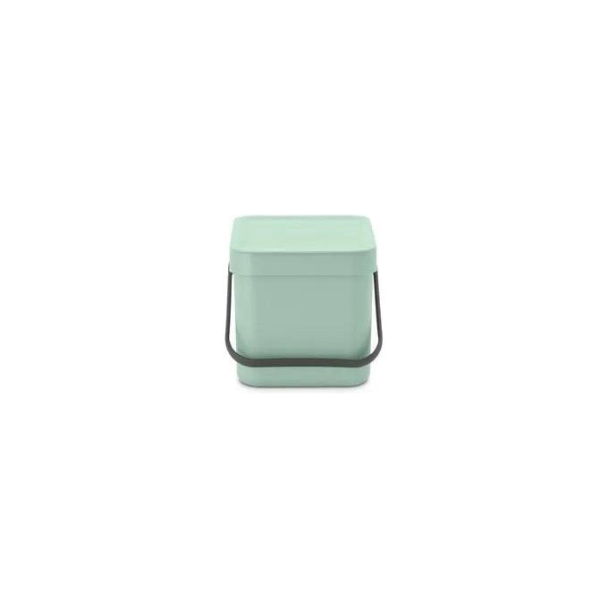 Brabantia 211768 Sort and Go Pattumiera 6 L con Coperchio Stay Open e Maniglia per Rifiuti Organici colore Jade Green